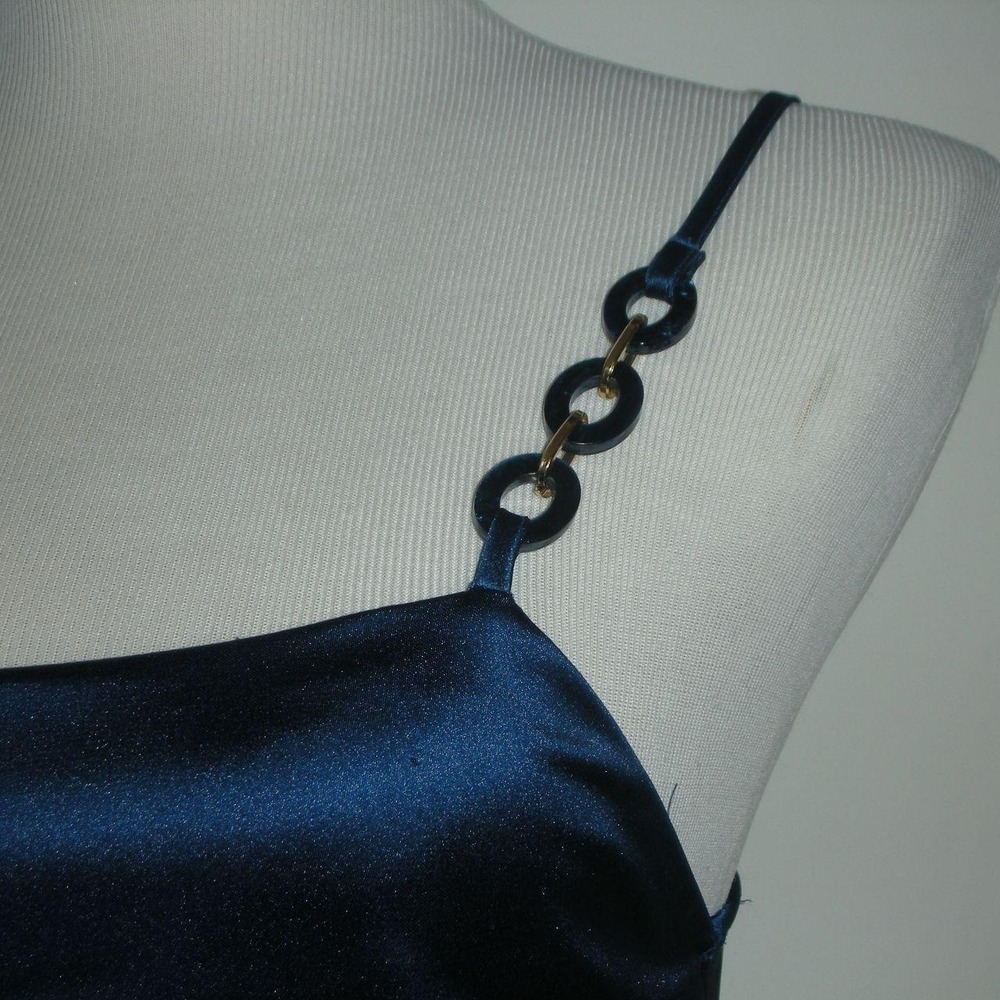 Zara Blue Satin Slip Dress Y2K Party Dress Ruched Mini Cocktail Dress Small - Picture 3 of 8